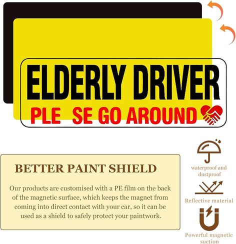 4pcs كبار السائقين مغناطيس للسيارة ، سائق مسن عاكس ، يرجى الالتفاف حول ملصق المصد المغناطيسي ، وعلامة سلامة السائقين القابلة للإزالة من الطقس القابل للإزالة in Kuwait