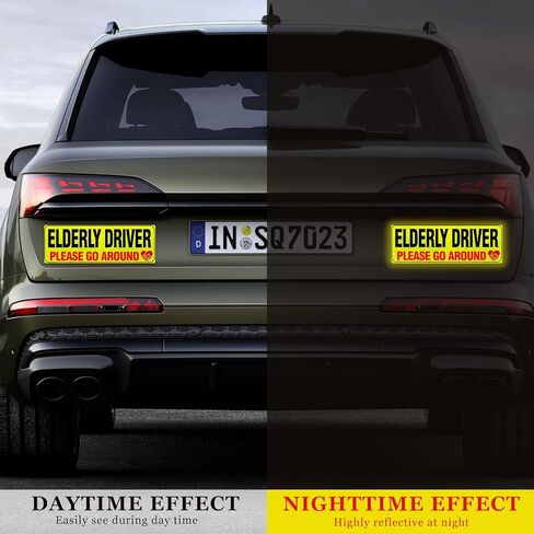 4pcs كبار السائقين مغناطيس للسيارة ، سائق مسن عاكس ، يرجى الالتفاف حول ملصق المصد المغناطيسي ، وعلامة سلامة السائقين القابلة للإزالة من الطقس القابل للإزالة in Kuwait
