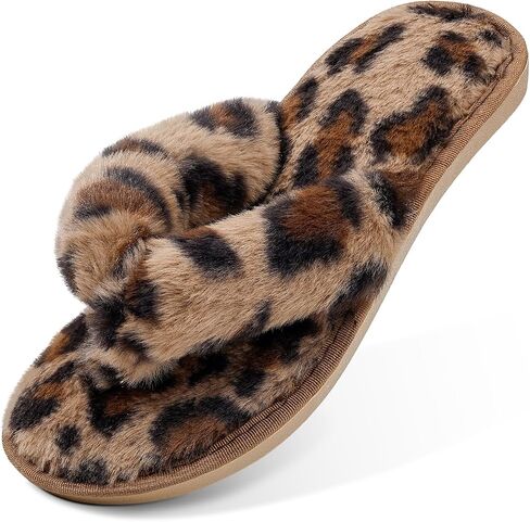 Women's Fuzzy Flip Flops, Cozy Lightweight Thong Sandals for Women, Anti-Skid Indoor Outdoor Shoes in Saudi Arabia