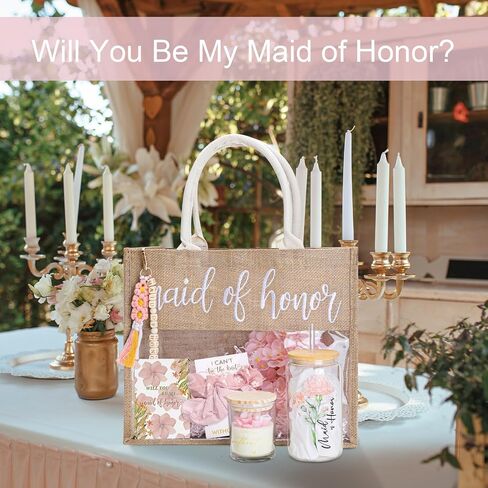 Maid of Honor Proposal Gifts Bag,Will You Be My Maid of Honor Tote Bag Glass Cup Proposal Gifts for Wedding Day in Saudi Arabia