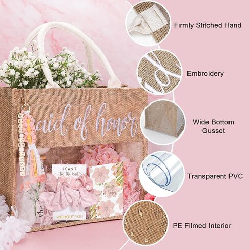 Maid of Honor Proposal Gifts Bag,Will You Be My Maid of Honor Tote Bag Glass Cup Proposal Gifts for Wedding Day in Saudi Arabia