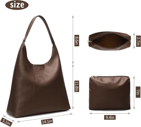 Hobo Bags for Women, Soft Vegan Leather Shoulder Handbags, Slouchy Tote Purses for Work, Travel, School in Saudi Arabia