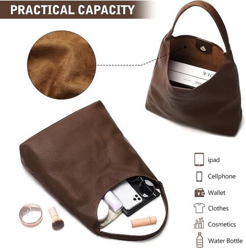 Hobo Bags for Women, Soft Vegan Leather Shoulder Handbags, Slouchy Tote Purses for Work, Travel, School in Saudi Arabia