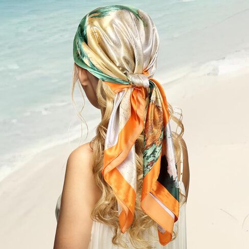 GERVAISE Women Pirate Accessories 35" Square Head Scarf Bandana Layered Gold Necklaces in Saudi Arabia