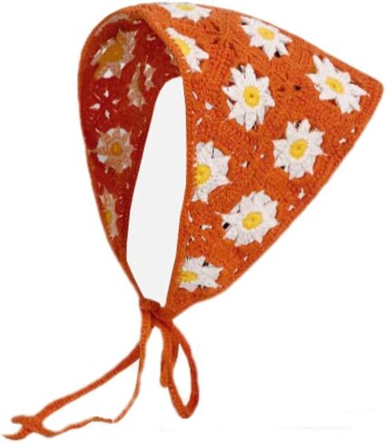 Crochet Hair Bandana Head Kerchief Daisy Knitted Hair Scarf Headband Headwrap for Women Y2k Aesthetic Accessories in Saudi Arabia