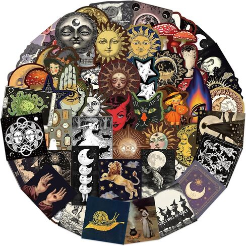 50pcs Vintage Astronomy Stickers, Celestial Sticker Set Laptop Stickers Planet Space Halloween Party Favors, Party Decoration, Retro Galaxy Moon Stickers for DIY Scrapbook Journal (Astronomy) in Kuwait