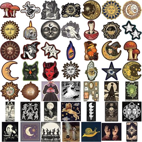 50pcs Vintage Astronomy Stickers, Celestial Sticker Set Laptop Stickers Planet Space Halloween Party Favors, Party Decoration, Retro Galaxy Moon Stickers for DIY Scrapbook Journal (Astronomy) in Kuwait