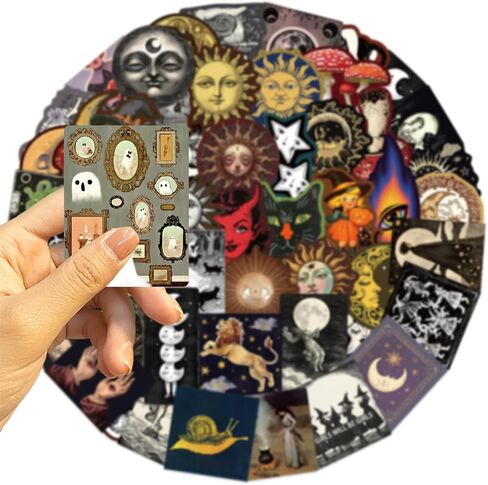 50pcs Vintage Astronomy Stickers, Celestial Sticker Set Laptop Stickers Planet Space Halloween Party Favors, Party Decoration, Retro Galaxy Moon Stickers for DIY Scrapbook Journal (Astronomy) in Kuwait