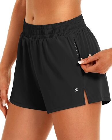Stelle Women's 3.5" High Waisted Running Shorts Quick-Dry Gym Shorts Workout Athletic Shorts Mesh Liner with Zipper Pockets in Saudi Arabia