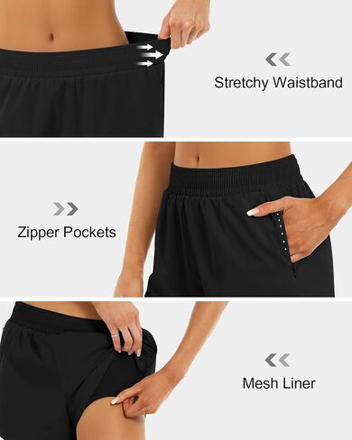 Stelle Women's 3.5" High Waisted Running Shorts Quick-Dry Gym Shorts Workout Athletic Shorts Mesh Liner with Zipper Pockets in Saudi Arabia