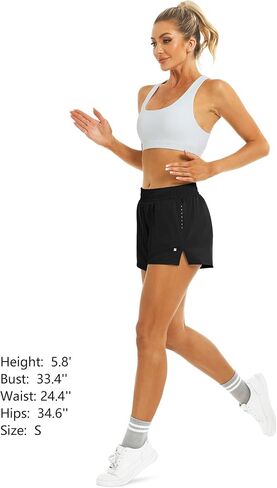 Stelle Women's 3.5" High Waisted Running Shorts Quick-Dry Gym Shorts Workout Athletic Shorts Mesh Liner with Zipper Pockets in Saudi Arabia