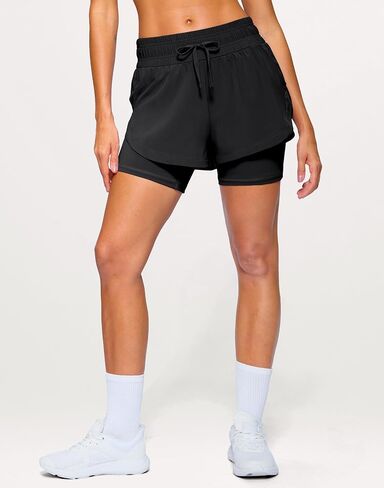 Soothfeel Women's 2 في 1 شورتات شورتات 5 "شورت رياضي عالي الخصر تمرين التنس الرياضي مع الجيب البطانة in Saudi Arabia