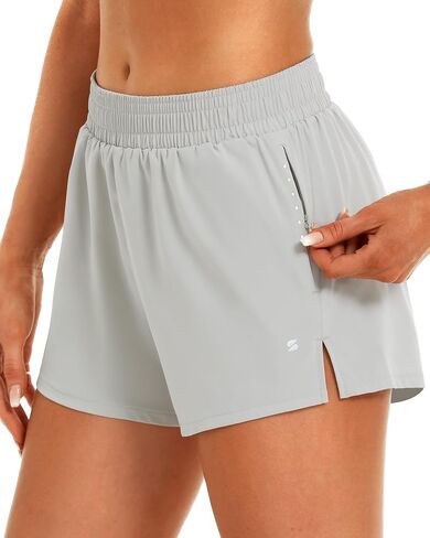 Stelle Women's 3.5" High Waisted Running Shorts Quick-Dry Gym Shorts Workout Athletic Shorts Mesh Liner with Zipper Pockets in Saudi Arabia