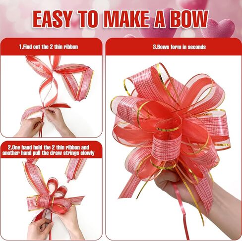 20 Pieces Pull Bow Gift Wrapping Pull Bow Ribbon Pull Bows for Christmas Wedding Baskets Valentine's Day Bows (Gold) in Kuwait