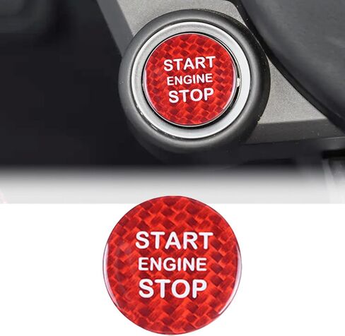 Compatible with Engine Start Stop Button Sticker Carbon Fiber Key Lgnition Cover Interior Button Trim for Alfa Romeo Giulia Stelvio (Red) in Kuwait