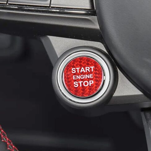 Compatible with Engine Start Stop Button Sticker Carbon Fiber Key Lgnition Cover Interior Button Trim for Alfa Romeo Giulia Stelvio (Red) in Kuwait