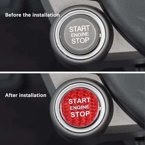 Compatible with Engine Start Stop Button Sticker Carbon Fiber Key Lgnition Cover Interior Button Trim for Alfa Romeo Giulia Stelvio (Red) in Kuwait