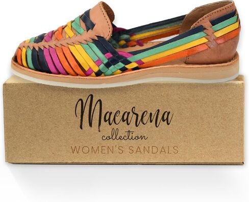 Macarena Collection Womens Shoes Leather Sandal Flat for Women | Huarache Handmade Mexican Sandals | Comfortable & Stylish Womens Sandals 3050 in Saudi Arabia