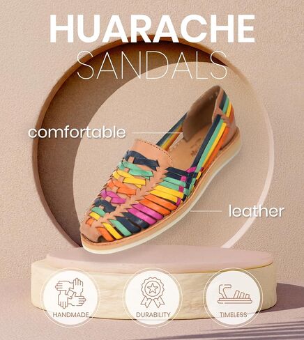 Macarena Collection Womens Shoes Leather Sandal Flat for Women | Huarache Handmade Mexican Sandals | Comfortable & Stylish Womens Sandals 3050 in Saudi Arabia