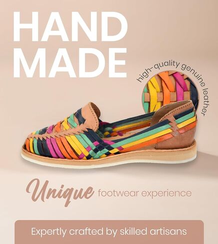 Macarena Collection Womens Shoes Leather Sandal Flat for Women | Huarache Handmade Mexican Sandals | Comfortable & Stylish Womens Sandals 3050 in Saudi Arabia