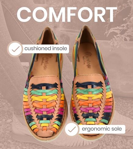 Macarena Collection Womens Shoes Leather Sandal Flat for Women | Huarache Handmade Mexican Sandals | Comfortable & Stylish Womens Sandals 3050 in Saudi Arabia