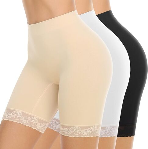 SIMIYA Women's Slip Shorts for Under Dresses, Anti-Chafing Boyshorts Panties Seamless Stretch Lace Underwear in Saudi Arabia