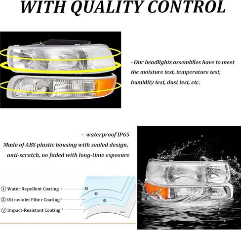 المصابيح الأمامية في Chrome Housing Plaction for 99-02 Chevy Silverado 00-06 Suburban Tahoe ، Amber Side Clear Lens in Saudi Arabia
