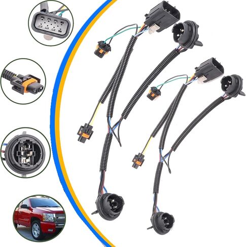 Headlights Tail Lights Combo Compatible with Chevy Silverado 1500 2007 2008 2009 2010 2011 2012 2013 Chevrolet 2500 3500 HD 2500HD 3500HD Replacement Headlight Rear Brake Lamp Assembly, Black in Kuwait