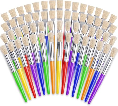 Joyooss Paint Brushes for Kids, 12 Pcs Round Large Toddler Paint Brushes Set, Easy to Clean & Grip Washable No Shed Hog Bristle Paintbrushes Kids Paint Brushes for Watercolor, Acrylic, Gouache, Ink in Saudi Arabia