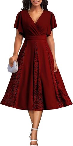 Women’s Summer V Neck Maxi Dresses Casual Short Sleeve Long Party Dress in Kuwait