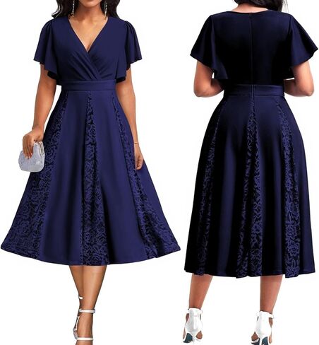 Women’s Summer V Neck Maxi Dresses Casual Short Sleeve Long Party Dress in Kuwait