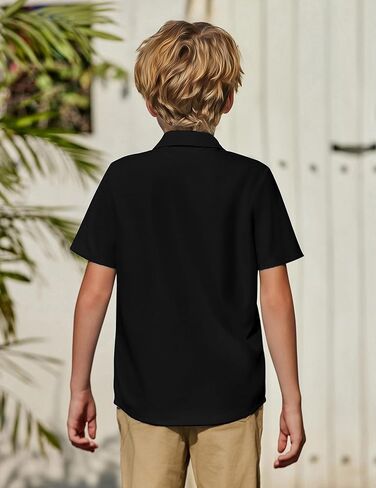 Arshiner Boys Short Sleeve Dress Dress Button Told Button أسفل القمصان الصيفية القميص الرسمي الرسمي مع الجيب in Saudi Arabia