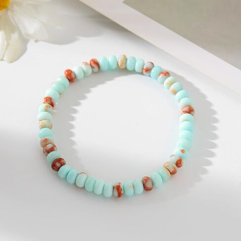 Jinxiuge Elastic Stone Beaded Bracelet for Women Handmade Beach Boho Beads Ankle Bracelet Jewelry for Birthday Party Gift for Her in Kuwait