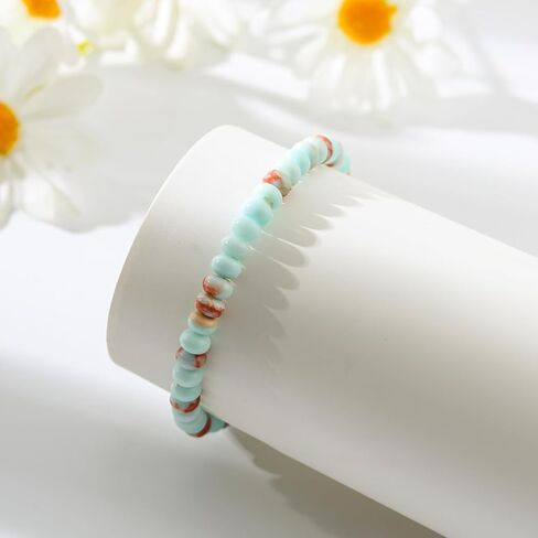 Jinxiuge Elastic Stone Beaded Bracelet for Women Handmade Beach Boho Beads Ankle Bracelet Jewelry for Birthday Party Gift for Her in Kuwait