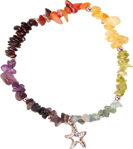 AZFEIYA Healing Stone Amethyst Anklets Bracelets Handmade Boho Anklet Bracelet Summer Jewelry Starfish Anklets Chakra Beach Foot Jewelry Gift for Her in Saudi Arabia