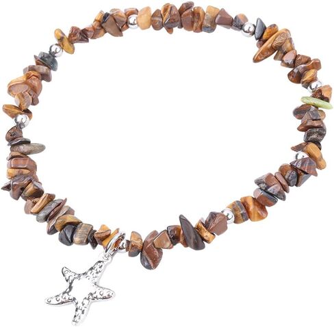 AZFEIYA Healing Stone Amethyst Anklets Bracelets Handmade Boho Anklet Bracelet Summer Jewelry Starfish Anklets Chakra Beach Foot Jewelry Gift for Her in Saudi Arabia