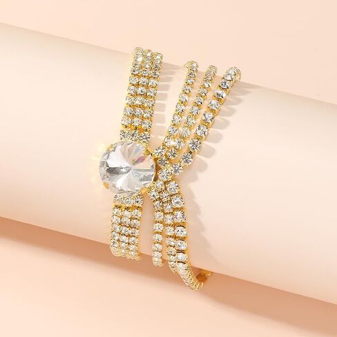 Cuban Silver Gold Crystal Rhinestone Ankle Bracelets Dainty Cuban Link Chain Rhinestone Foot Chain Adjustable Link Ankle Bracelet Tassel Crystal Rhinestone Ankle Bracelets for Women in Saudi Arabia