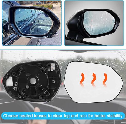 Passenger Side Heated Mirror Glass Replacement for 2020-2024 Toyota Corolla, 2018-2024 Camry, 2016-2022 Prius 8790733080 in Kuwait