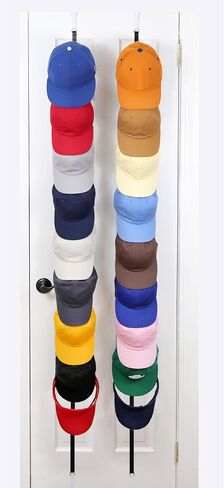 Perfect Curve Hat Organizer CapRack | Over-The-Door Hat Rack and Organizer | Baseball Cap Rack | Hat Rack for Door | Cap Organizer | 2 Straps | Holds 18 to 36 Adjustable Caps |Black in Saudi Arabia