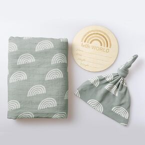 Miaoberry 100% Organic Muslin Swaddle Set| Checkered in Mustard|Newborn Hospital Receiving Blanket Gender Neutral for Baby Girl n Boy