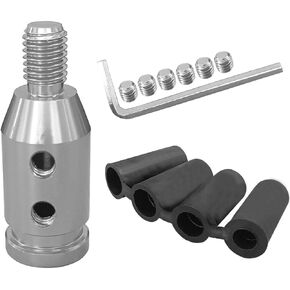 Universal Car Gear Shift Knob Adapter, M10x1.5 Aluminum Alloy Gear Stick Connector Car Shifter Adapter, Gear Shift Adapter Shifter Knob Boot Retainer for Non-Threaded Manual Shifters (Silver)