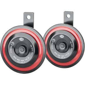 Hella DISC HORN KIT BOX BLACK & RED GRILLE 98MM 12V UNIV 012588341