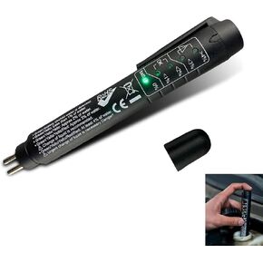 gunhunt 1 PC Car Brake Fluid Test Pen, DOT 3/4/5.1 Brake Oil Diagnostic Tool, Moisture Analyzer with 5 LED Indicators, Universal Test Accessories for Most Cars (Black)