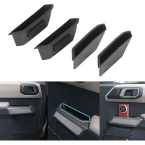 Door Handle Storage Organizer Box, Door Pockets Organizer Accessories for 2021-2025 Bronco 4-Door, ABS Plastic Interior Hidden Trays, 4PCS Set Front and Rear Door Storage (Not for Sport Model)