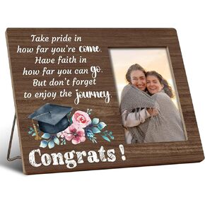 Inspirational Journey Picture Frame - 'Take Pride in How Far You've Come' - Rustic Wooden Wall Decor - Graduation, Promotion & Life Milestone Gift. (023)