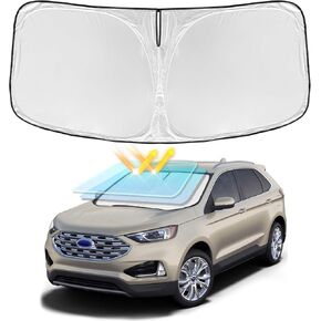 for Ford Edge 2015-2024 Windshield Sun Shade - 4 Layers Car Sunshades for Front Windows Shade Cover Custom Fit Edge Sun Visor 240T Retractable Shade Blocks UV Rays Car Accessories