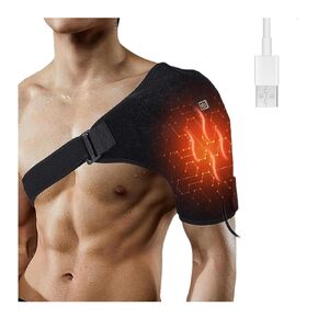 Shoulder Heating Pad, Rotator Cuff Shoulder Brace Heated Wrap, 3 Heat Settings Heating Shoulder Brace Pad, Shoulder Compression Sleeve massager for pain relief deep tissue Orange
