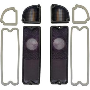 Pair Rear Tail Brake Light Reverse Back Lamp Lenses with Gaskets Compatible with 1967-1972 Chevy Truck (Red & Clear Lens)