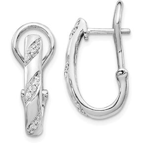 Avariah 14k White Gold Diamond Omega Back Earrings - 19mm