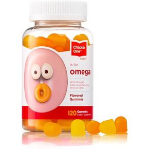 Chapter One Omega Gummies, Great Tasting Chewable Omega 3 Gummies for Kids, Certified Kosher (120 Flavored Gummies)